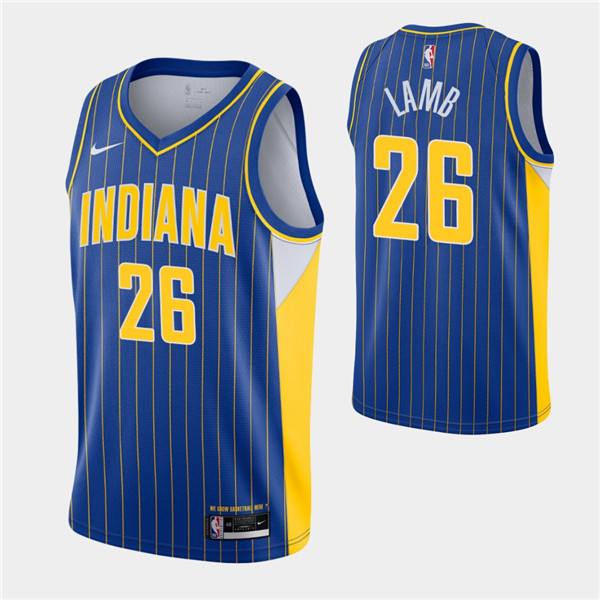 Men's Indiana Pacers #26 Jeremy Lamb Royal NBA City Swingman 2020-21 Stitched Jersey
